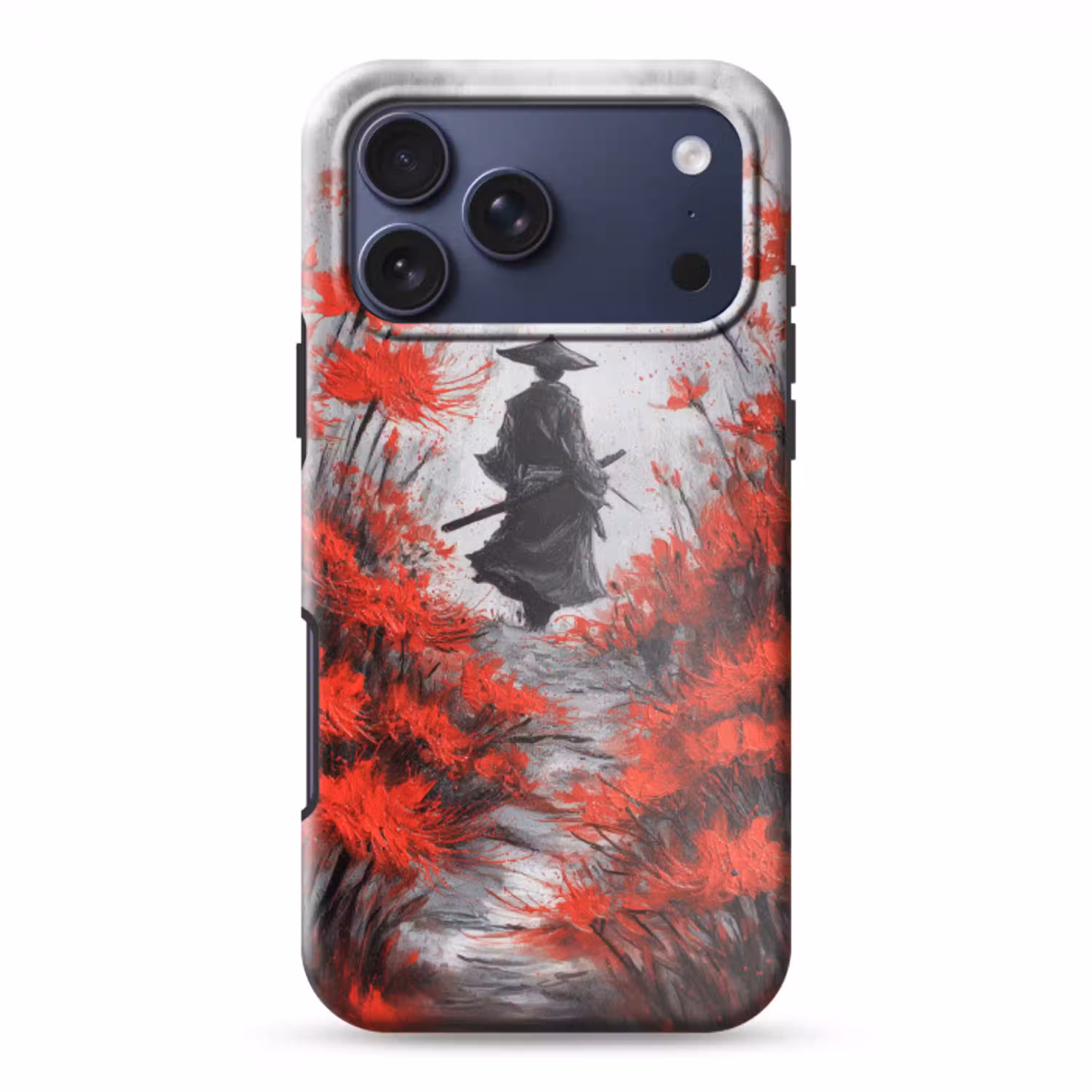 Rode bloemen - mistig - Man Toughcase MagSafe Apple iPhone 17 Pro Max klein -3d