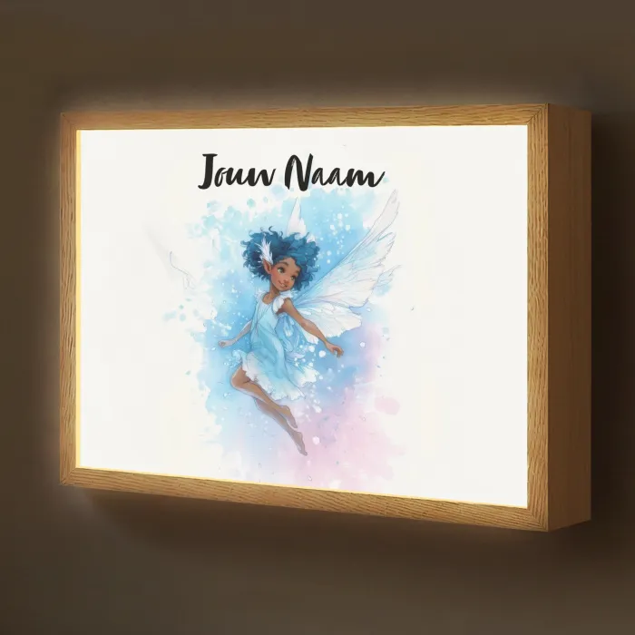Elf - Blauw - Magie - Roze Light Box met batterij (Wandlamp kind) middel -z3d_website
