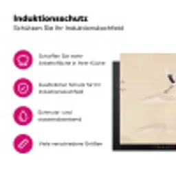 Kraanvogels - Bloesem - Beige Inductie beschermer vinyl 3mm klein -zzzzzzz-lf-ups