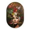 Vrouw - Bloemen - Kleuren Wandcirkel Ovaal Forex klein -3d