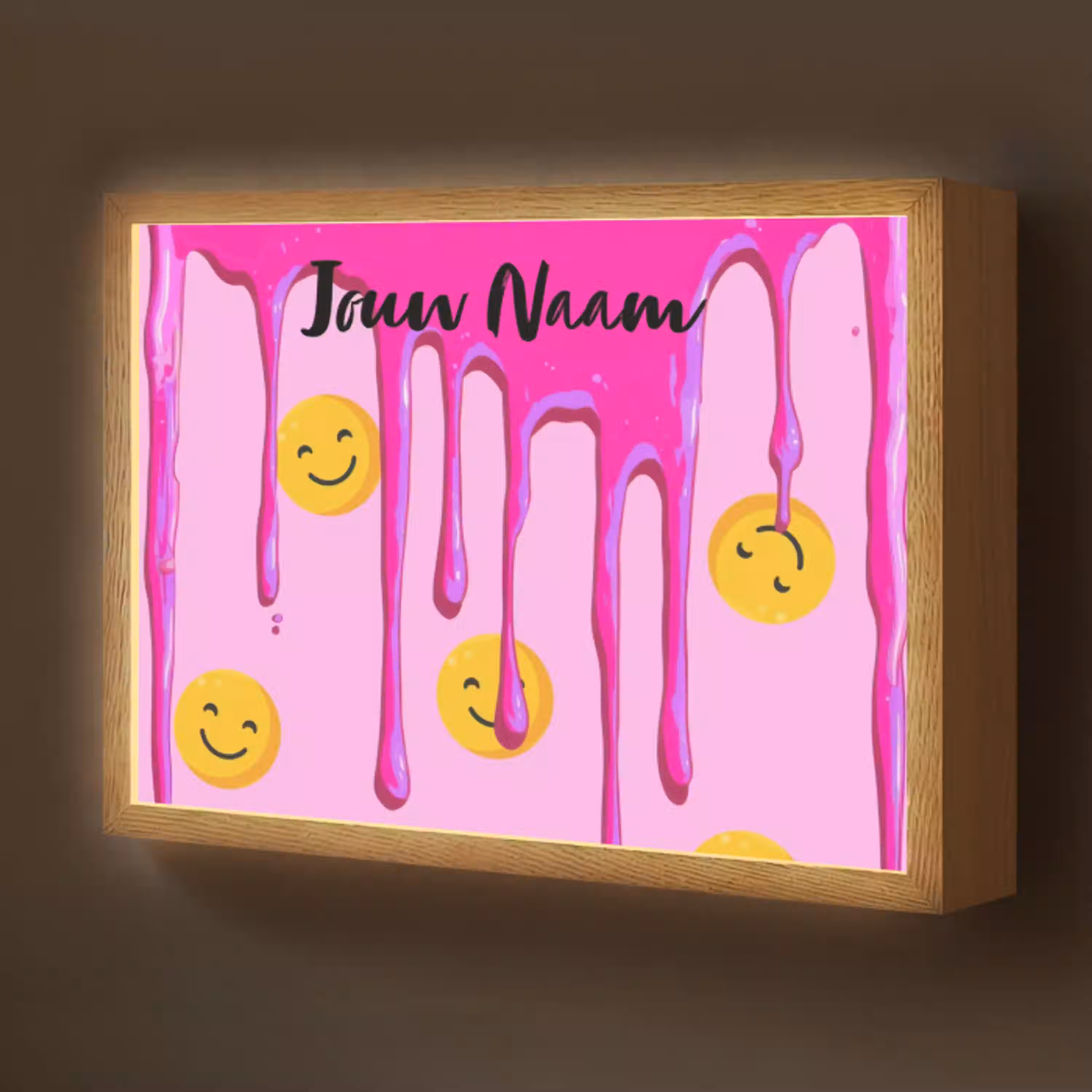 Smiley - Roze - Glazuur Light Box met batterij (Wandlamp kind) middel -z3d_website