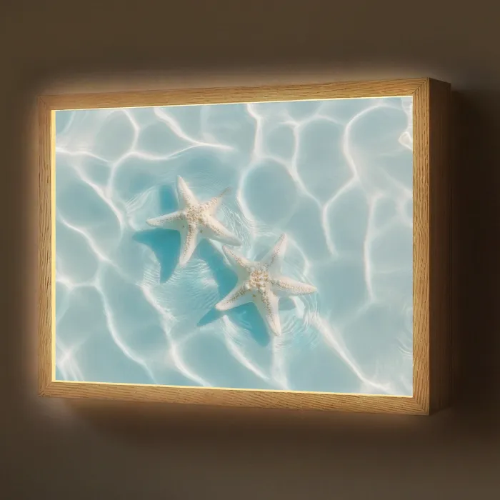 Zeesterren - Golvend water - Rustgevend Light Box met batterij (Wandlamp) middel -z3d_website