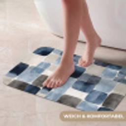Patroon - Blauw - Vierkanten Badmat klein -USP_ZachtDE