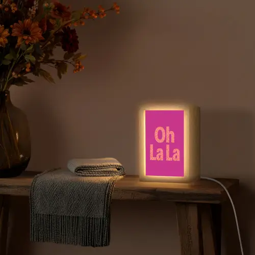 Oh la la - Luipaardprint - Roze Light Box met kabel (Tafellamp) klein -sfeer4