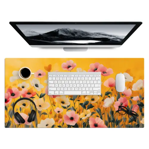 Bloemen - Veld - Geel Muismat XXL klein -3d