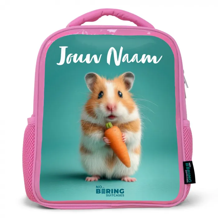 Hamster - Wortel - Dier Kinderrugzak - Roze middel -3d