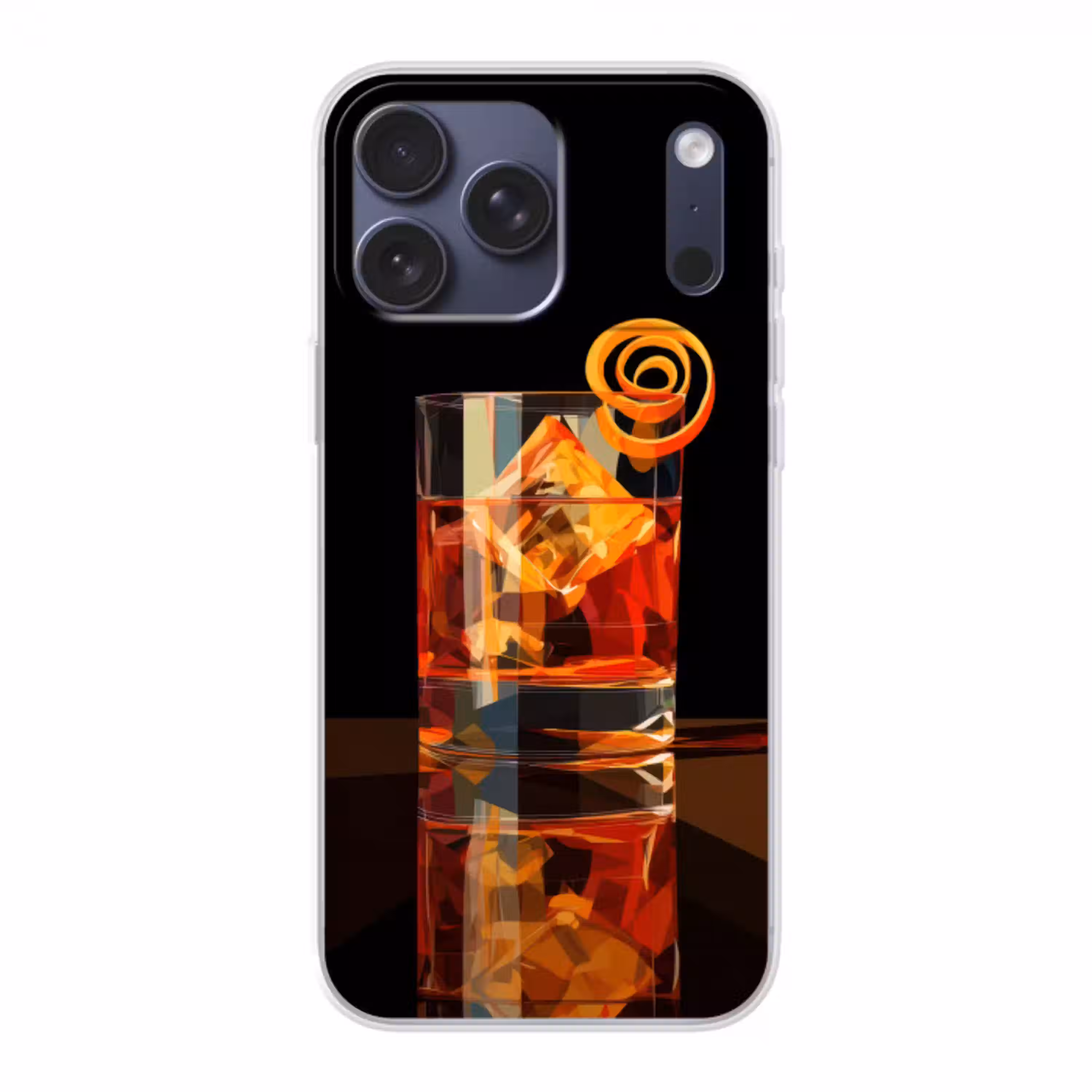 Glas - Ijsblokjes - Drinken - Bruin Telefoonhoesje iPhone 17 Pro Max klein -3d