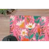 Roze - Bloemen - Wit - Oranje muismat rubber klein -closeup