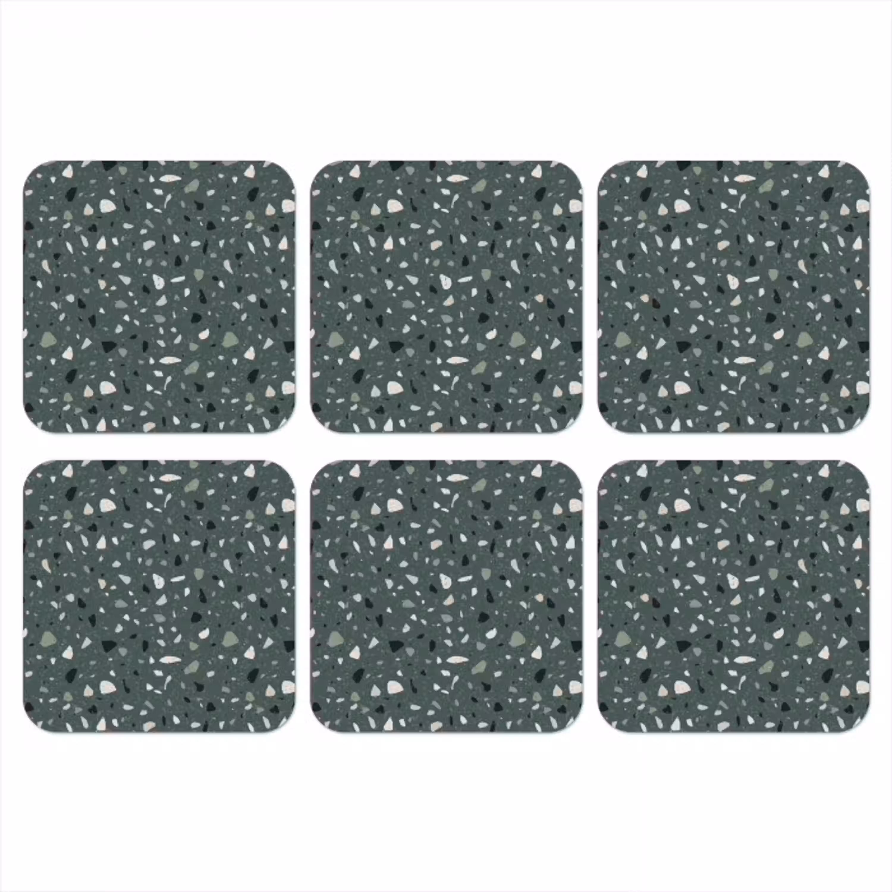 Terrazzo -  Patroon - Kleurrijk - Groen onderzetter kurk middel 366 -3d