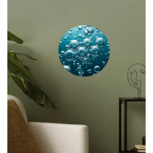 Luchtbellen - Dynamisch - Blauw Wandcirkel behangsticker klein -sfeer2