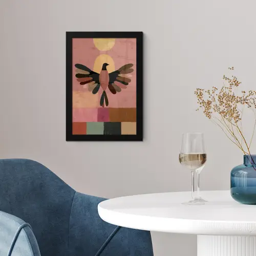 Illustratie - Vogel - Vlakken - Kleurrijk fotolijst zwart zonder passe partout klein -sfeer4