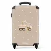 Gele kiepwagen met stenen en stippenpatroon NBS - Handbagage koffer - Kinderen Unisex middel -productfoto_recht