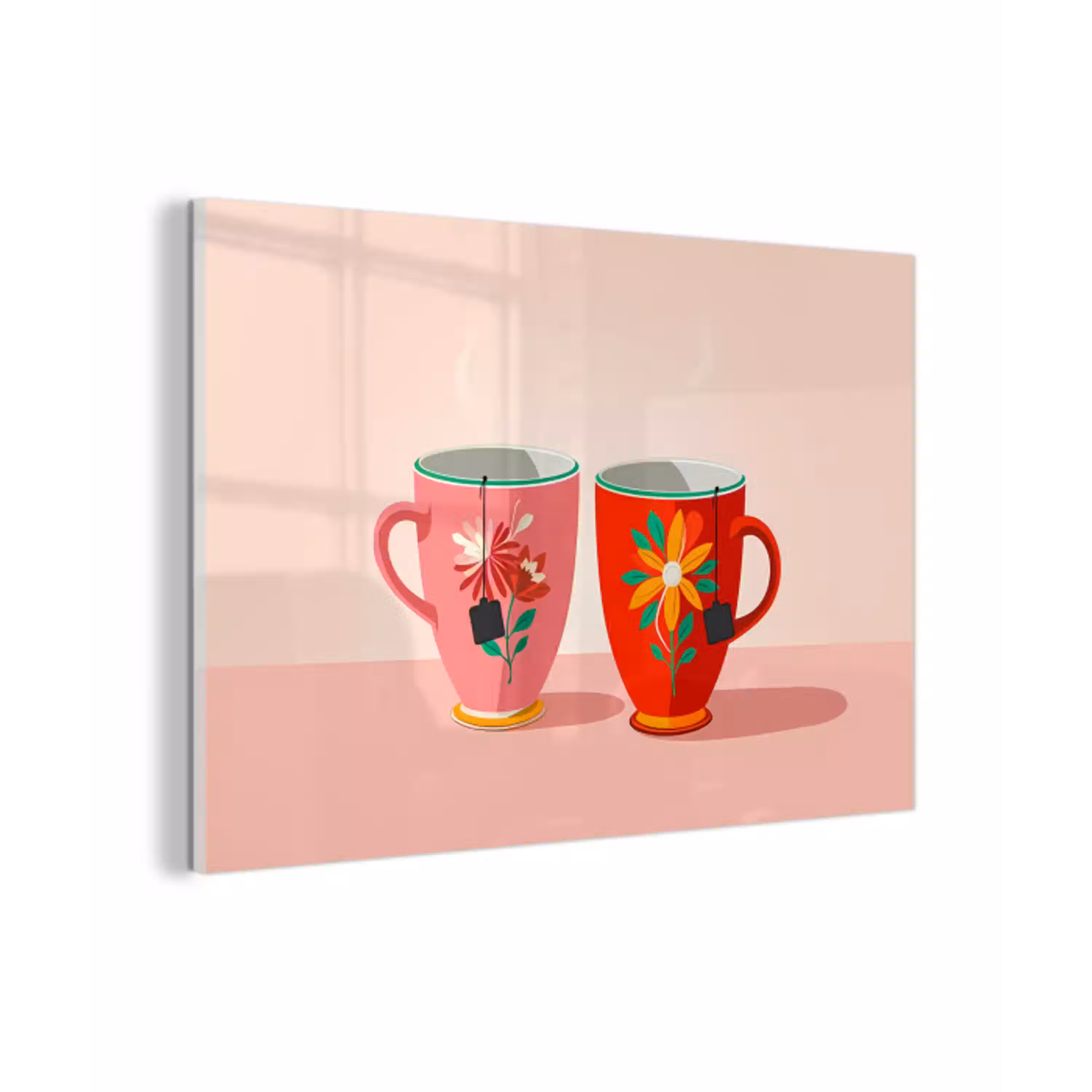 Theekopjes - Bloemmotieven - Roze - Theezakjes plexiglas 5mm klein -z3d