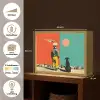 Retro - Jongen - Hond - Rood - Groen Light Box met batterij (Wandlamp) middel -USP_websiteoverzichtNL