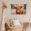 Koe- Schotse hooglander - Hoorns - Bruin - Landschap Wandkleed katoen klein -wsfeer5_kind
