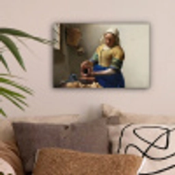 Het melkmeisje - Schilderij van Johannes Vermeer canvas 2cm klein -sfeer1