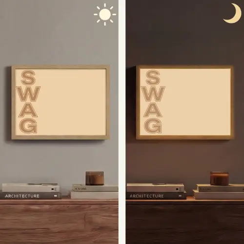 Swag - Bruin - Beige Light Box met batterij (Wandlamp) middel -sfeer3