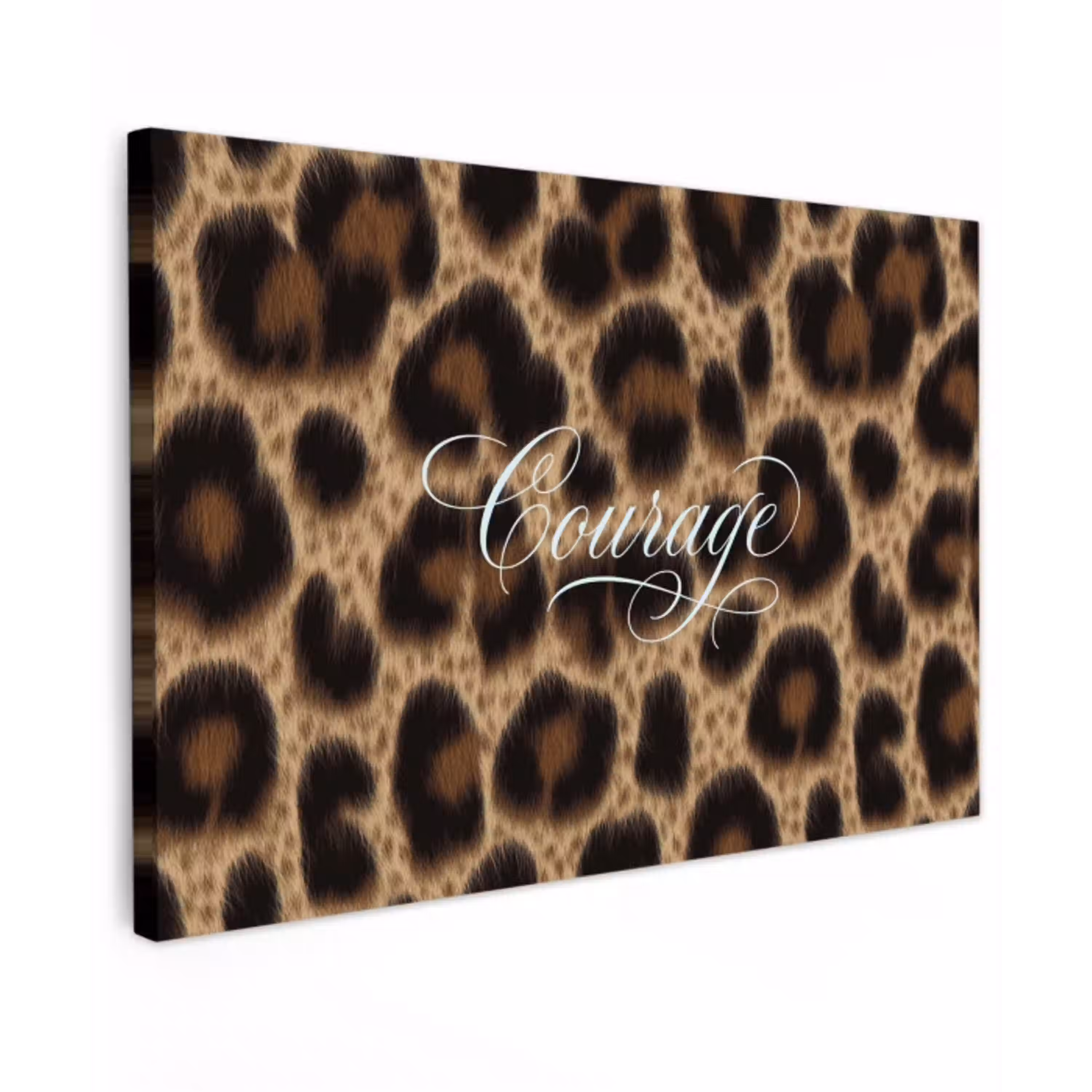 Luipaardprint - Bruin - Courage - Sierlijk Tuinposter op houten frame 2 cm dik klein -3d