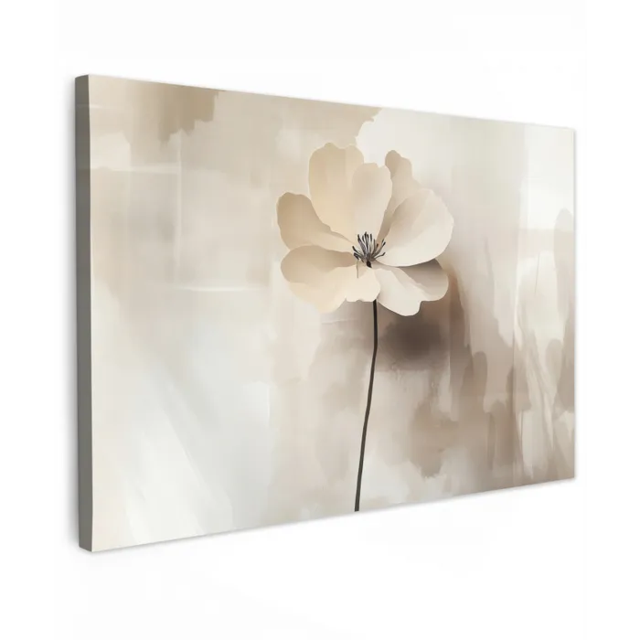 Bloem - Beige - Verf - Schaduw Tuinposter op houten frame 2 cm dik klein -3d