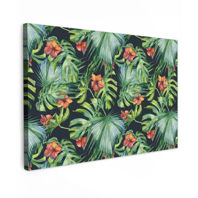 Tropical - Bloemen - Bladeren - Jungle Tuinposter op houten frame 2 cm dik klein -3d