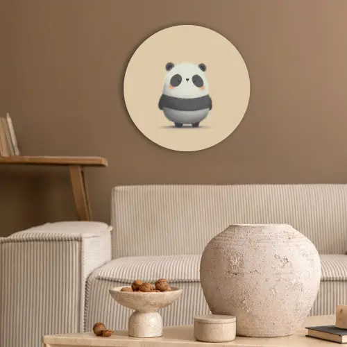 Panda - Beige - Minimalistisch Akoestische PET Vilt - Rond klein -sfeer1