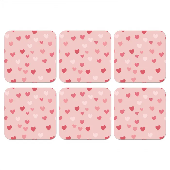 Hartjes - Patroon - Roze - Eenvoudig onderzetter kurk middel -3d