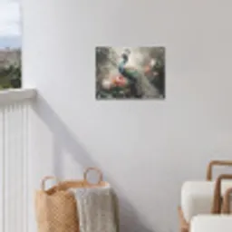Pauw - Pauwenveren - Vogel - Jungle - Bloemen tuinposter los doek klein -sfeer8