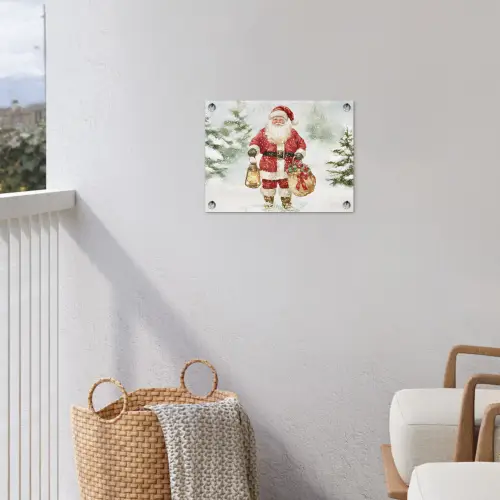 Kerstman- Winter - Sneeuw - Wit - Rood tuinposter los doek klein -sfeer8