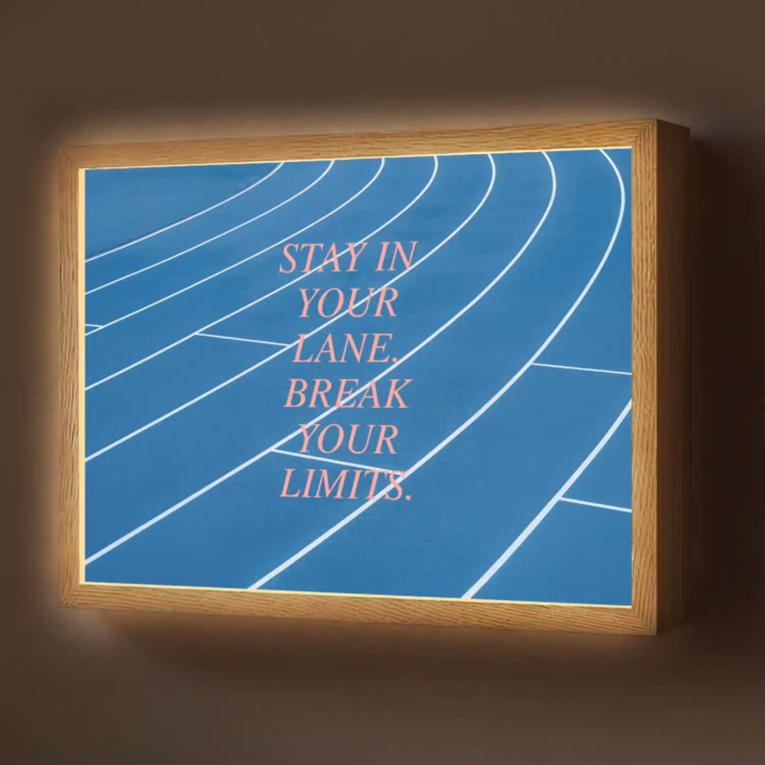 Atletiekbaan - Blauw - Tekst -Roze Light Box met batterij (Wandlamp) middel -z3d_website