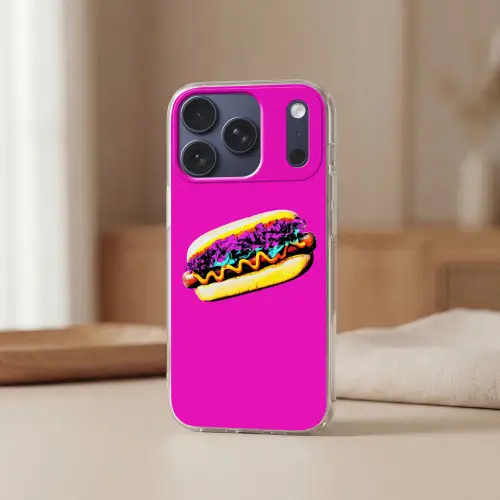 Hotdog - Roze - Retro Telefoonhoesje iPhone 17 Pro klein -sfeer2