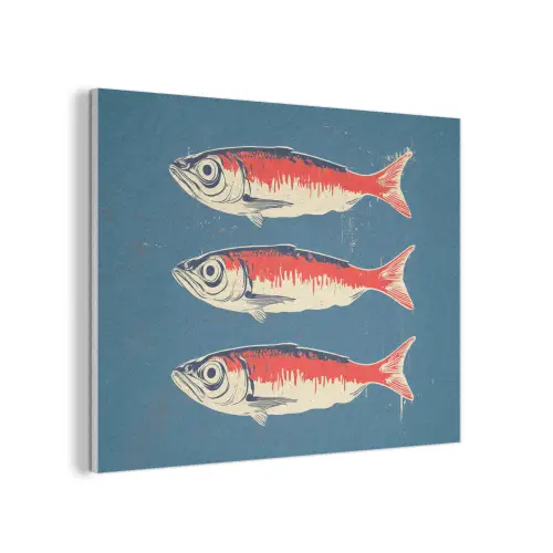 Vissen - Rood - Blauw PET vilt klein -3d