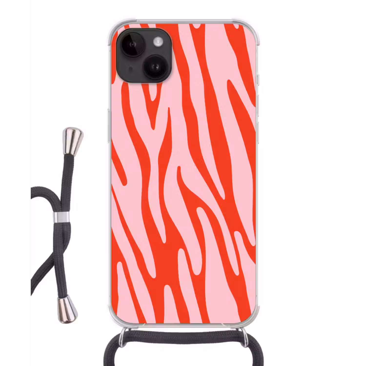 Telefoonhoesje met koord - Zebraprint - Roze - Rood - Dierenprint