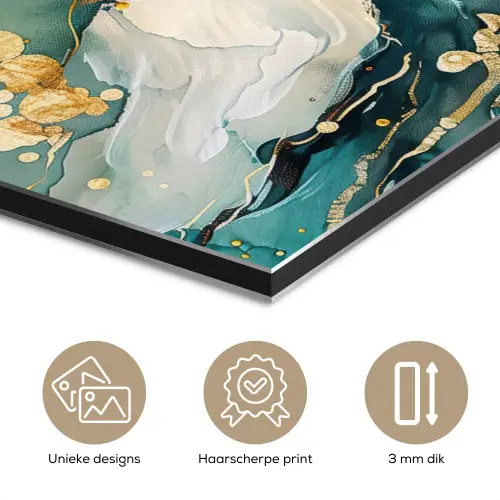 Boom - Modern - Verflook - Turquoise - Goud aluminium wit klein -closeup_NL