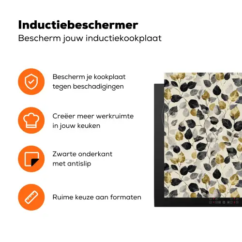 Botanisch - Goud - Zwart Inductie beschermer vinyl 3mm klein 276 -zzzzzzz-td-ups