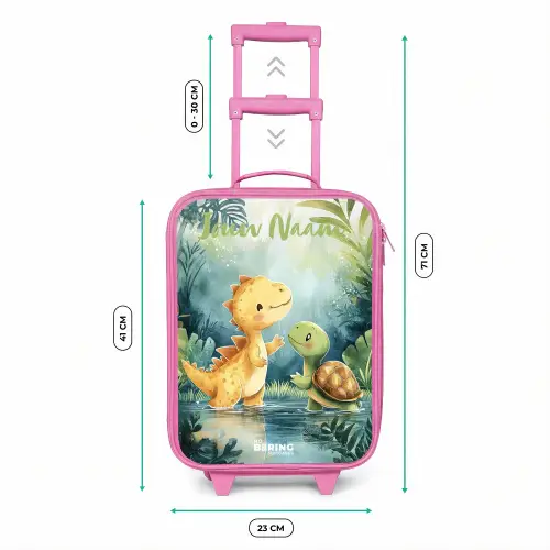 Dino - Schildpad - Jungle Kinderkoffer - Roze klein -productfoto_formaten