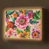 Bloemen - Kleurrijk - Roze Light Box met batterij (Wandlamp) middel -z3d_website