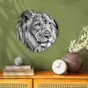 Portret - Leeuw - Zwart wit Wandcirkel Organisch Forex 3mm klein -sfeer2