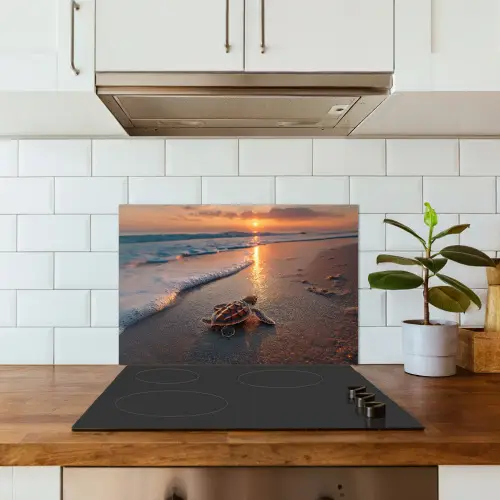 Schildpad - strand - Zonsondergang keuken achterwand spatscherm klein -sfeer2