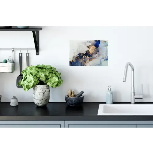 Marmer - Blauw - Goud Muursticker klein -keuken