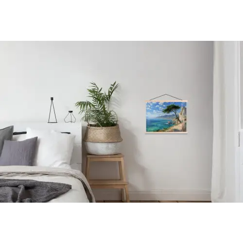 Rotsen - Kustlijn - Boom - Bergen textielposter latten blank klein -woonkamer