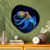 Octopus - Stippen - Blauw - Zee Wandcirkel Organisch Aluminium middel -sfeer2