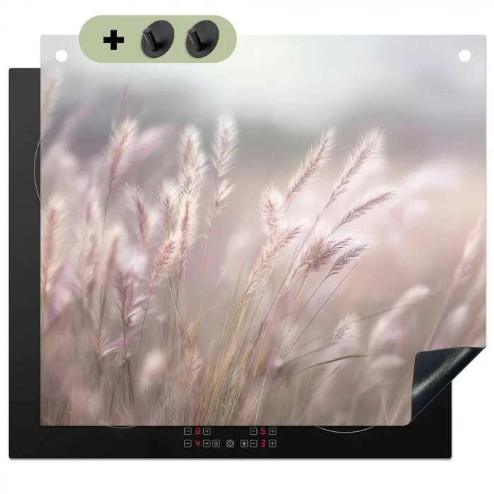 Graspluimen - Wind - Beige - Mistig Inductie beschemer met haakjes middel -3d