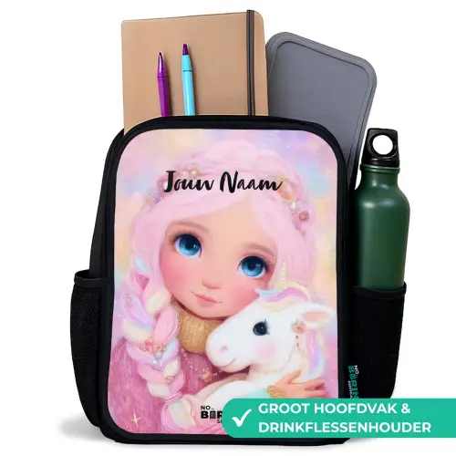 Meisje - Eenhoorn - Roze Rugzak - Zwart middel -inhoud_NL