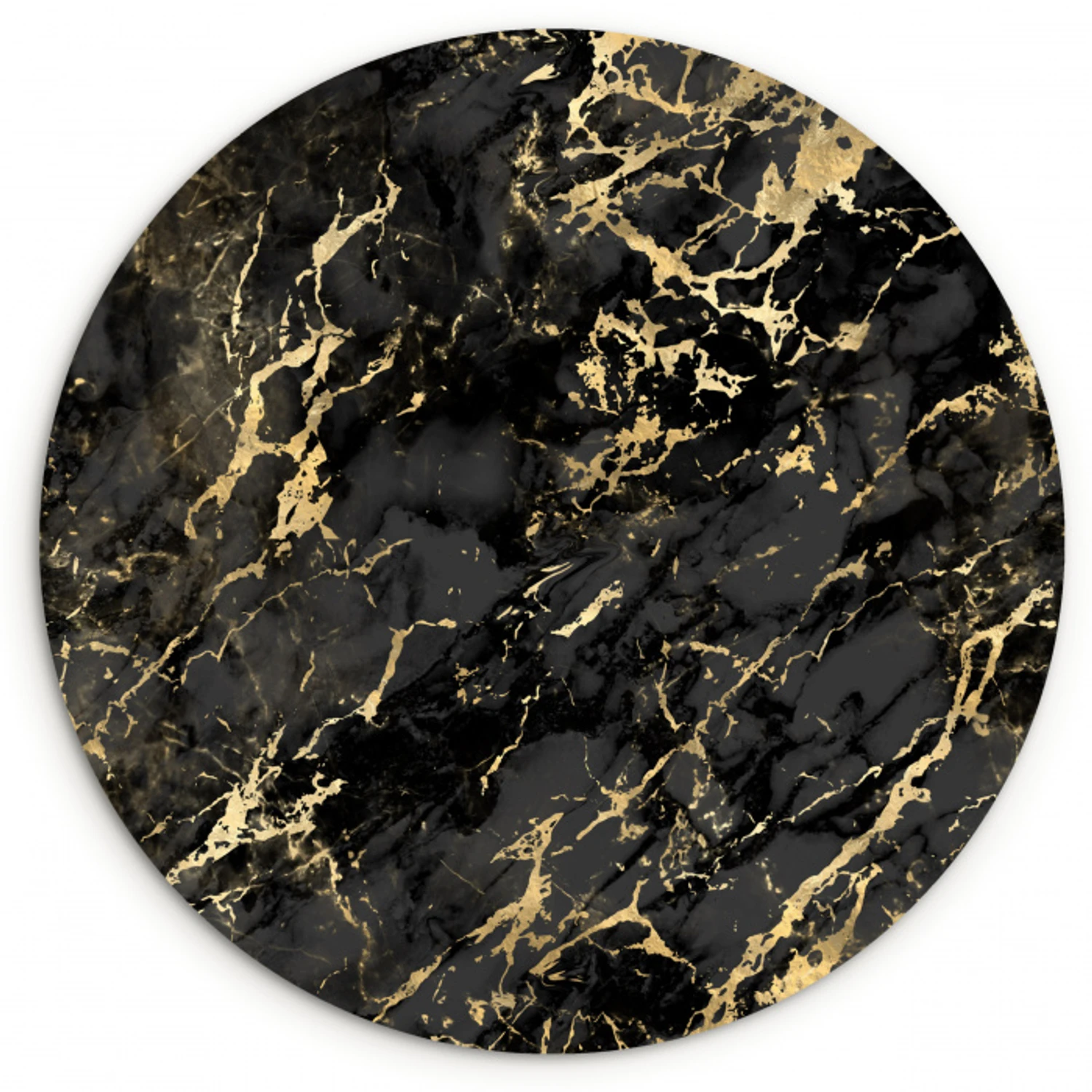 Marmer - Zwart - Goudstructuur Wandcirkel plexiglas klein 852 -3d