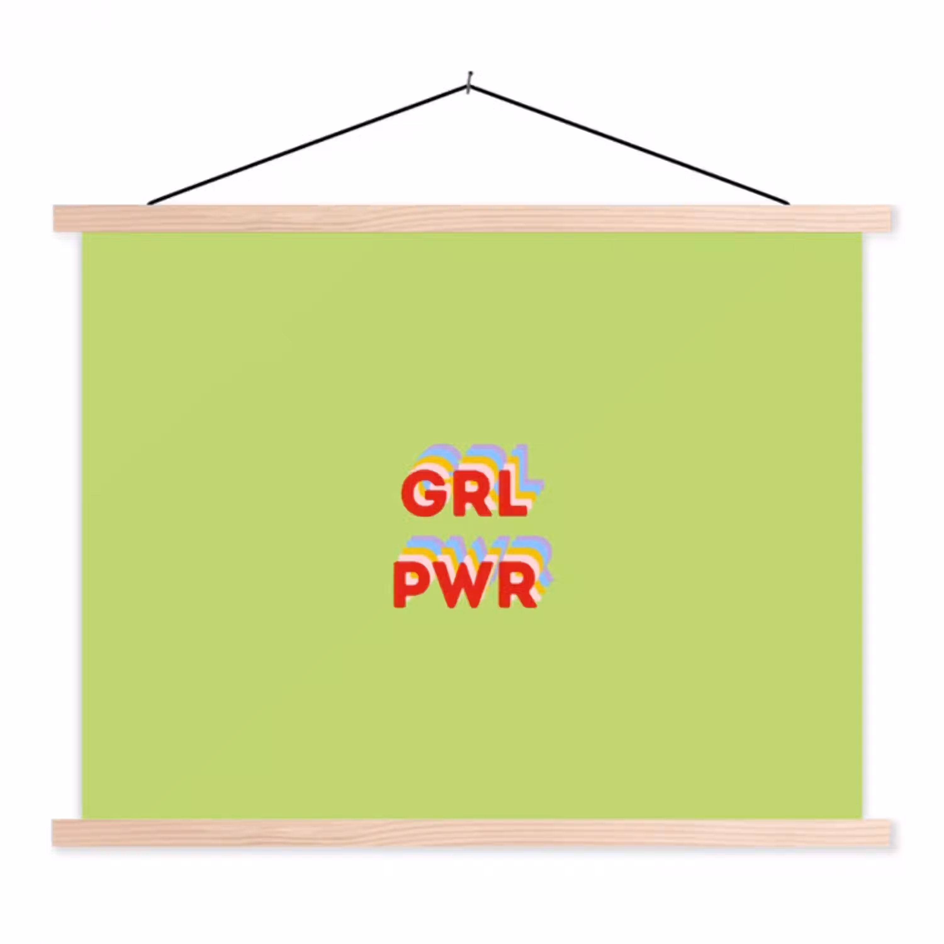 Grl pwr - Groen - Rood - 3D textielposter latten blank klein -3d