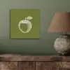 Lijntekening - Appel - Olijfgroen - Blaadje aluminium wit klein -sfeer2