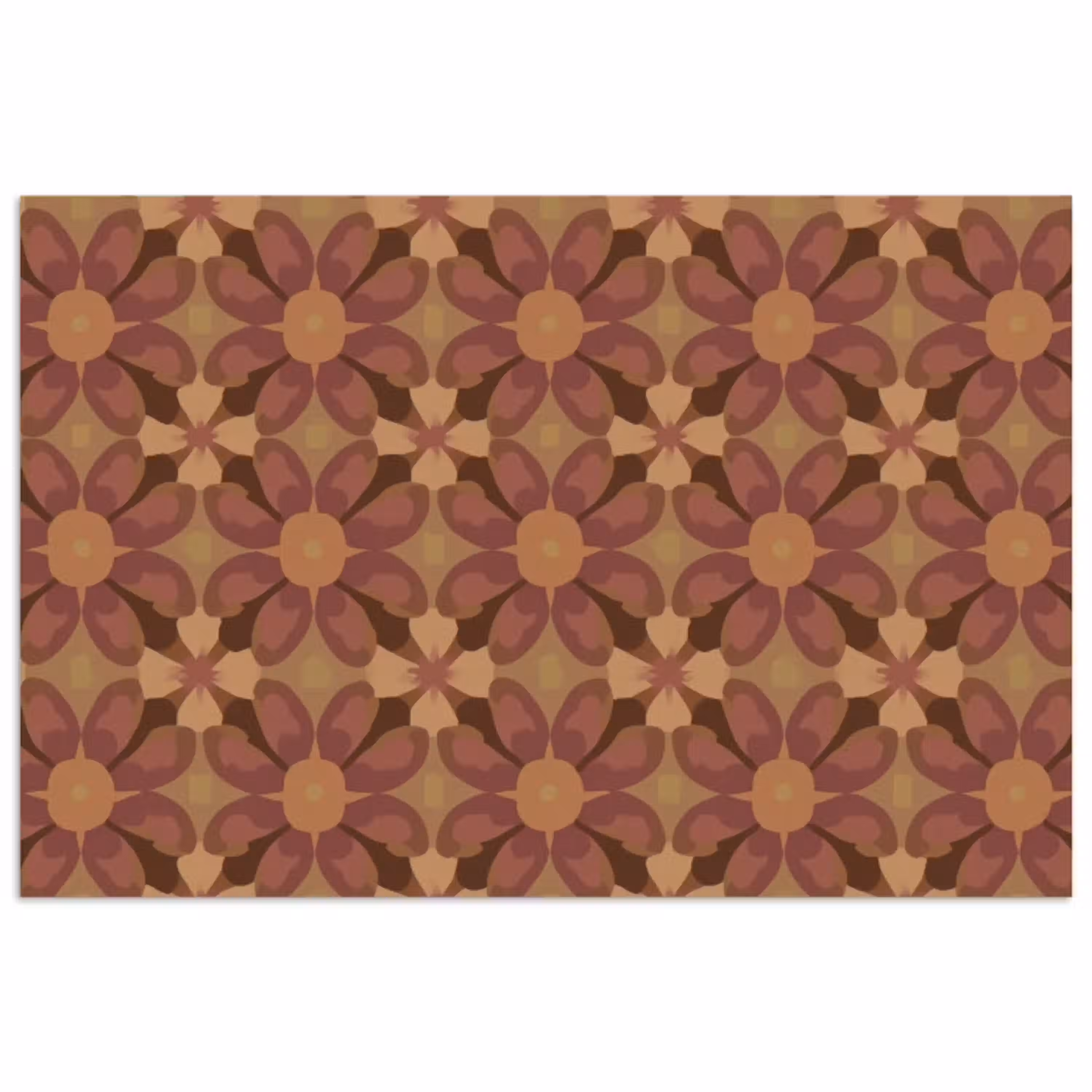 Retro - Bloemen - Bruin poster papier klein 62 -3d