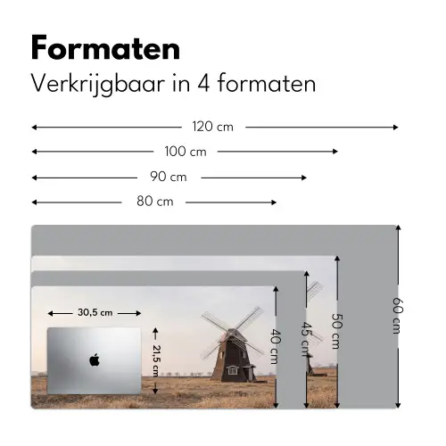 Windmolens - Landschap - Veld Muismat XXL klein -sfeer5