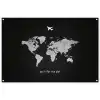 Vliegtuig - Quote - Wereldkaart tuinposter los doek groot -3d