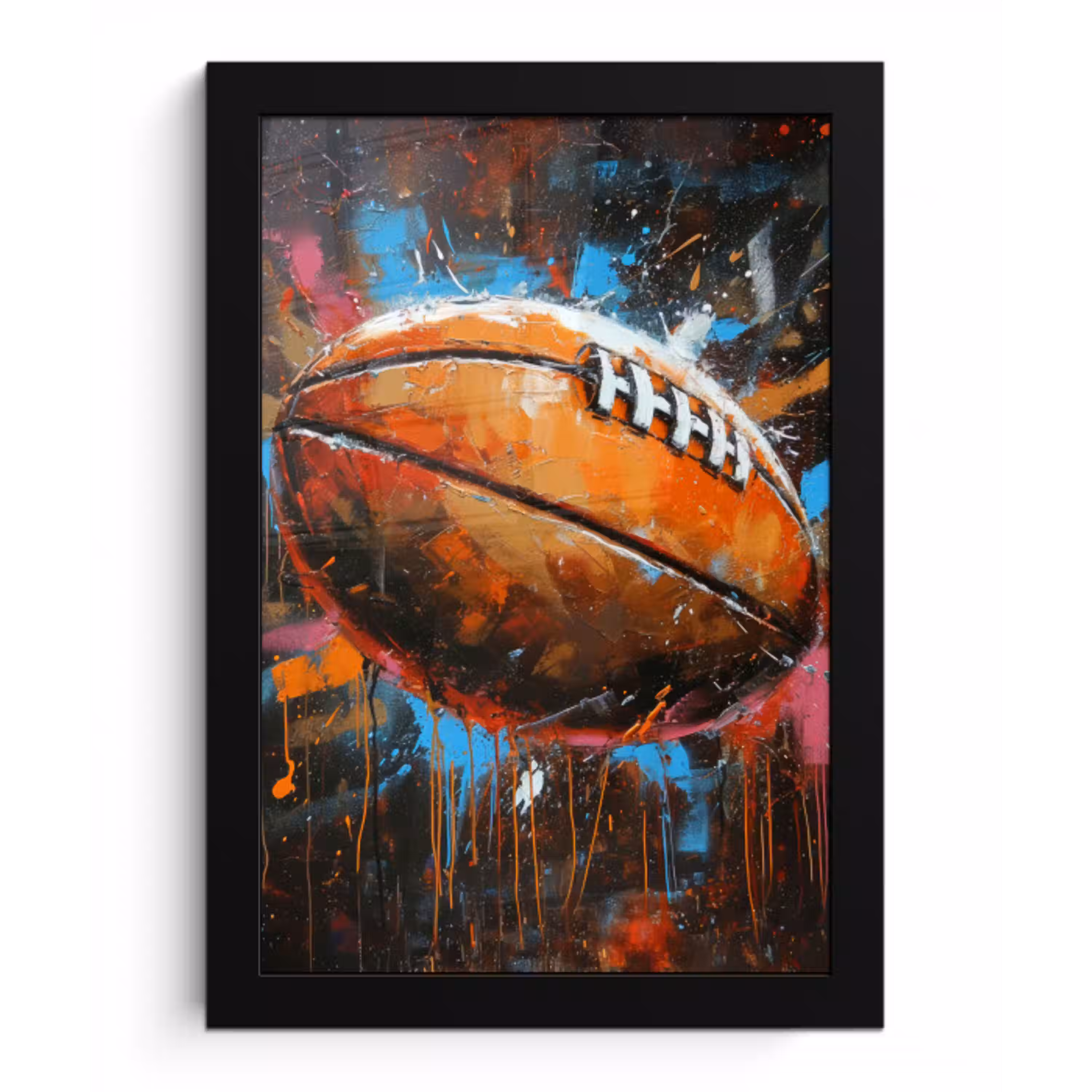 Graffiti - Rugby - Kleurrijk - Rugbybal fotolijst zwart zonder passe partout klein -3d